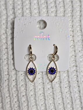 Starlight Lucky Eye Drop Earrings Gold And Blue Or Gold And Red